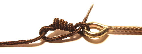 Tag end through loop hole of clinch fishing knot