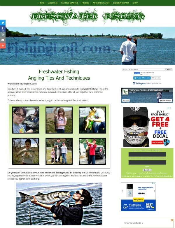 Screenshot of FishingLoft.com in 2019