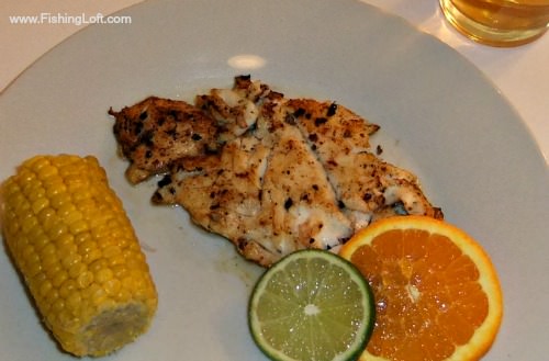 pan roasted striped bass fillets orange lime slices