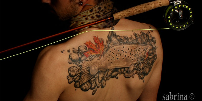 Fly Fishing Rod Reel and Lure Bait Temporary Tattoo Water