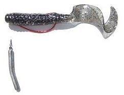 The drop shot rig, weedless texas style rigged with a smoke black grub. Ready for some prime time fishing! drop shot rig, weedless texas style rigged, smoke black grub
