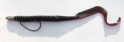 texas rig inserting head of worm into hook, rotate 180 degrees