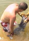Releasing the big blue catfish back in the Tennessee waters